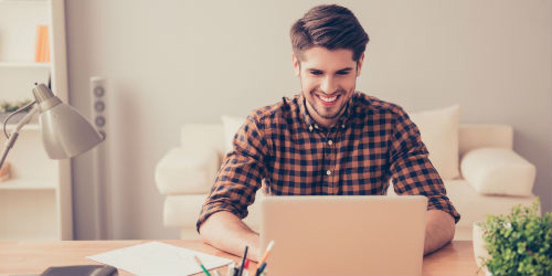 man working with a laptop