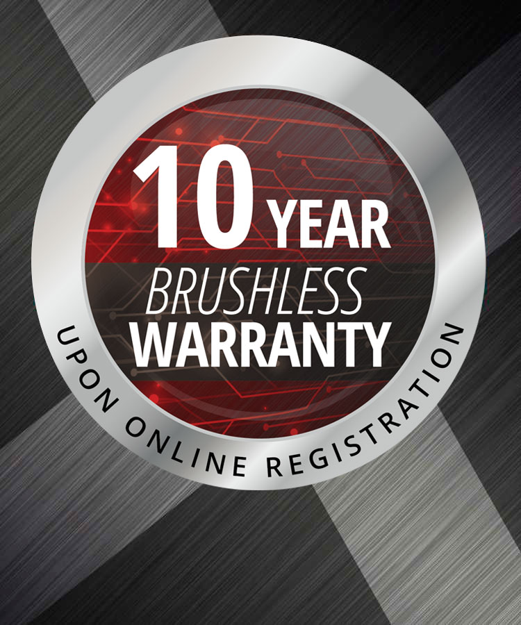 10 year brushless warranty